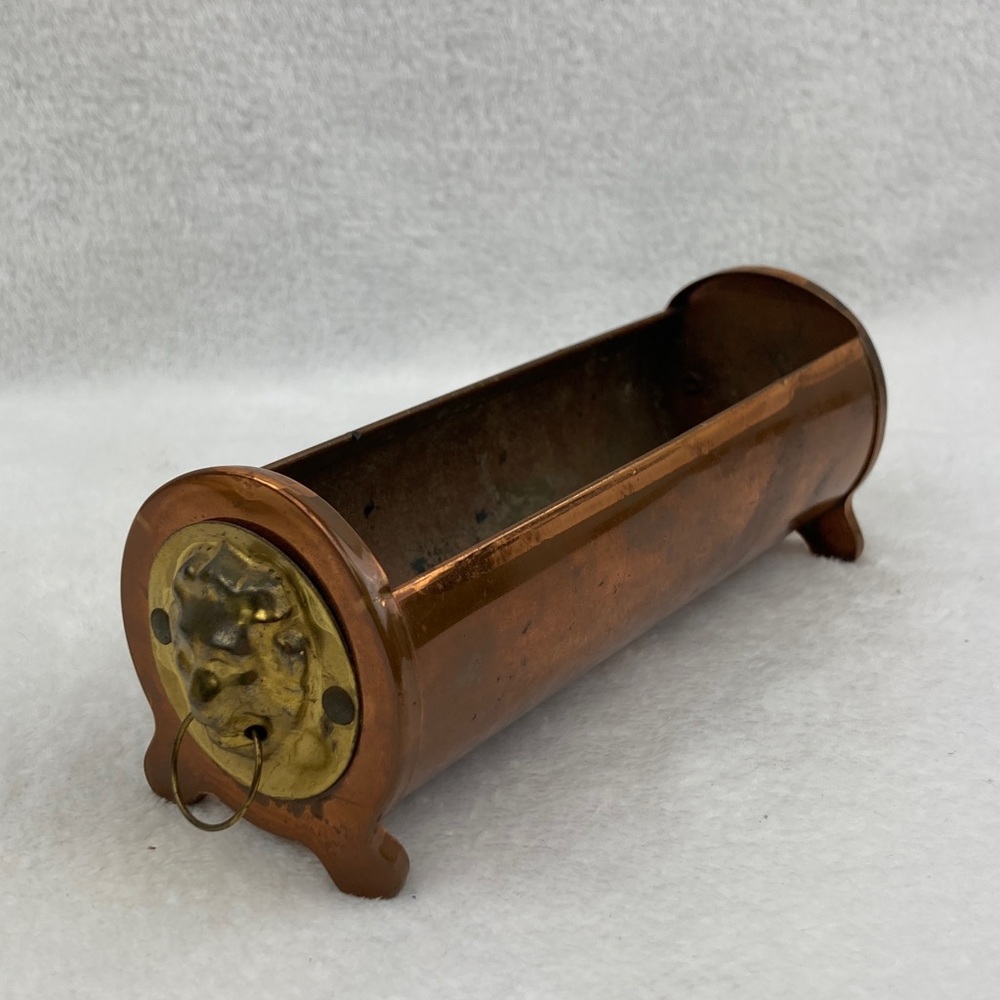 Petite Vintage Copper Planter with Brass Accent 7”
